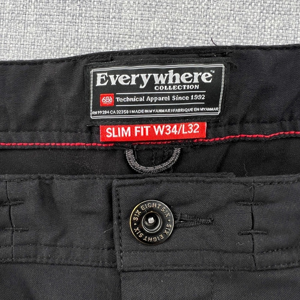 686 Everywhere Featherlight Chino Pant Slim Fit 34x32 Black Technical Travel - Picture 4 of 12